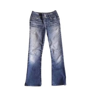 PAIGE Denim Hidden Hills Bootcut Mid Rise Jeans Short 28.5" Inseam Size 27